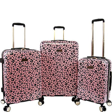 Juicy Couture Jane 3-teiliges Hartschalen-Trolley-Set, pink Leopard, Einheitsgröße, Jane 3-teiliges Hardside Spinner Gepäck-Set im Sale